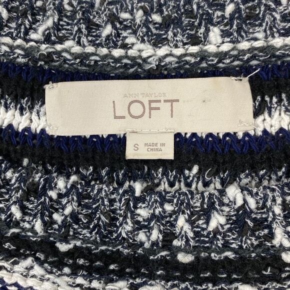 LOFT Black and Blue Striped Sweater Size Small - Picture 3 of 6